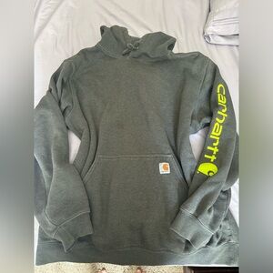 Carhartt Men's Gray + Green Hoodie